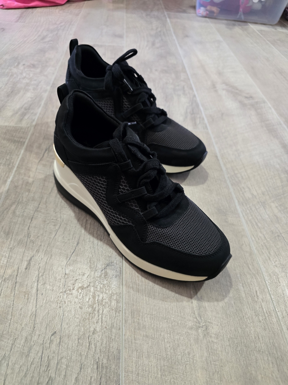 Mix No. 6 Black and Cream Women's Platform Sneakers